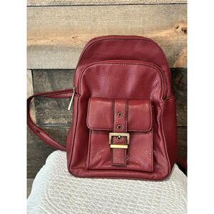 Marco‎ Avane Red Pebbled Leather Zippered Adjustable Backpack READ